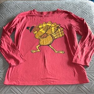 Red Long Sleeve Turkey Graphic Shirt